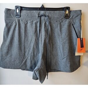 Freely Running Shorts Zipper Pockets Drawstring Waist Womens L‎ Gray Activewear
